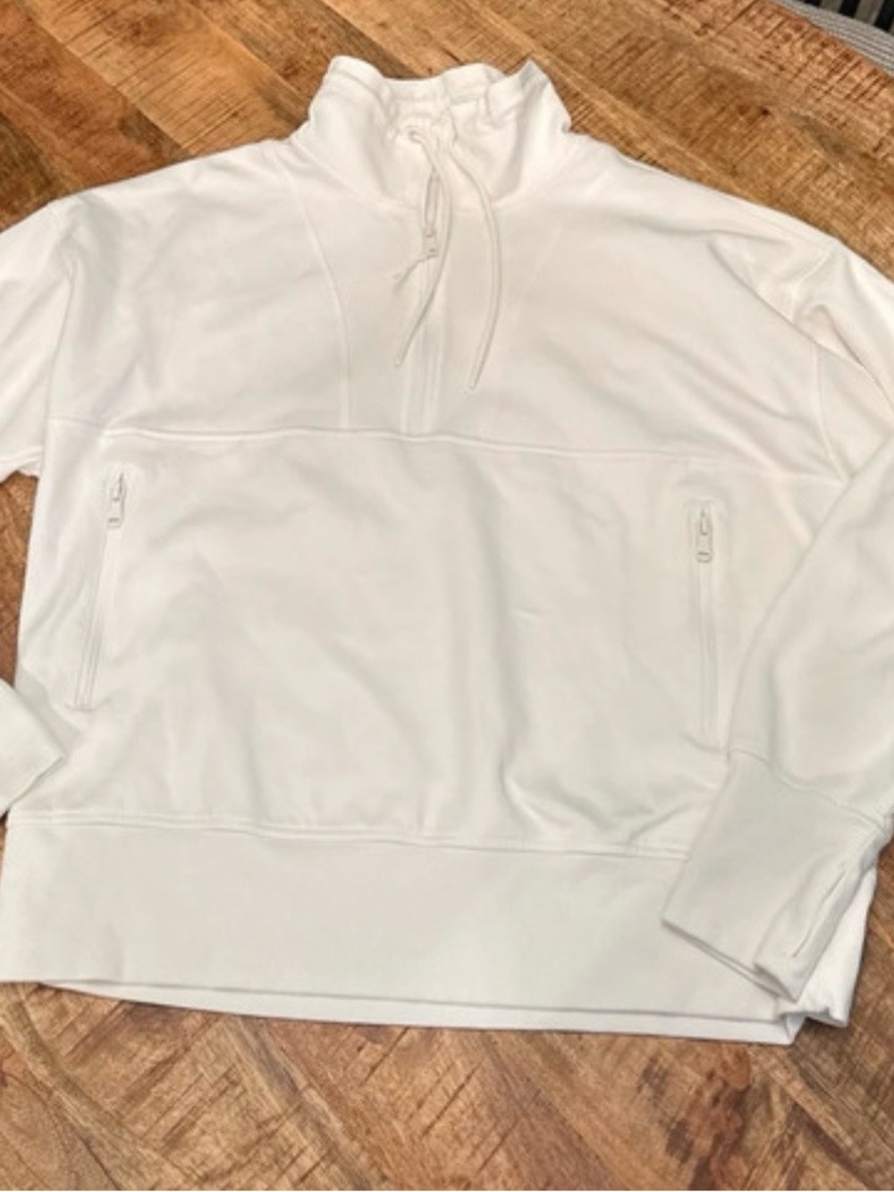 Old Navy White Dynamic Fleece Quarter Zip Pullover
